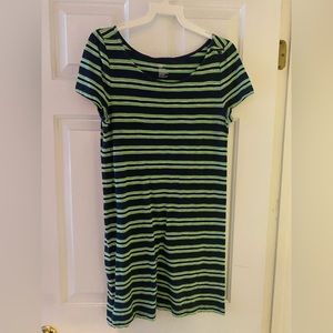 Navy blue/green/white stripped dress